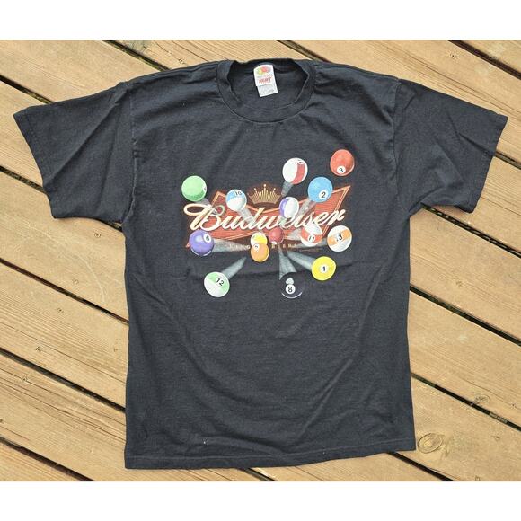 Budweiser (Fruit Of The Loom) - King Of Beers Pool Billiards T-Shirt Y2K 2006 - Picture 1 of 7